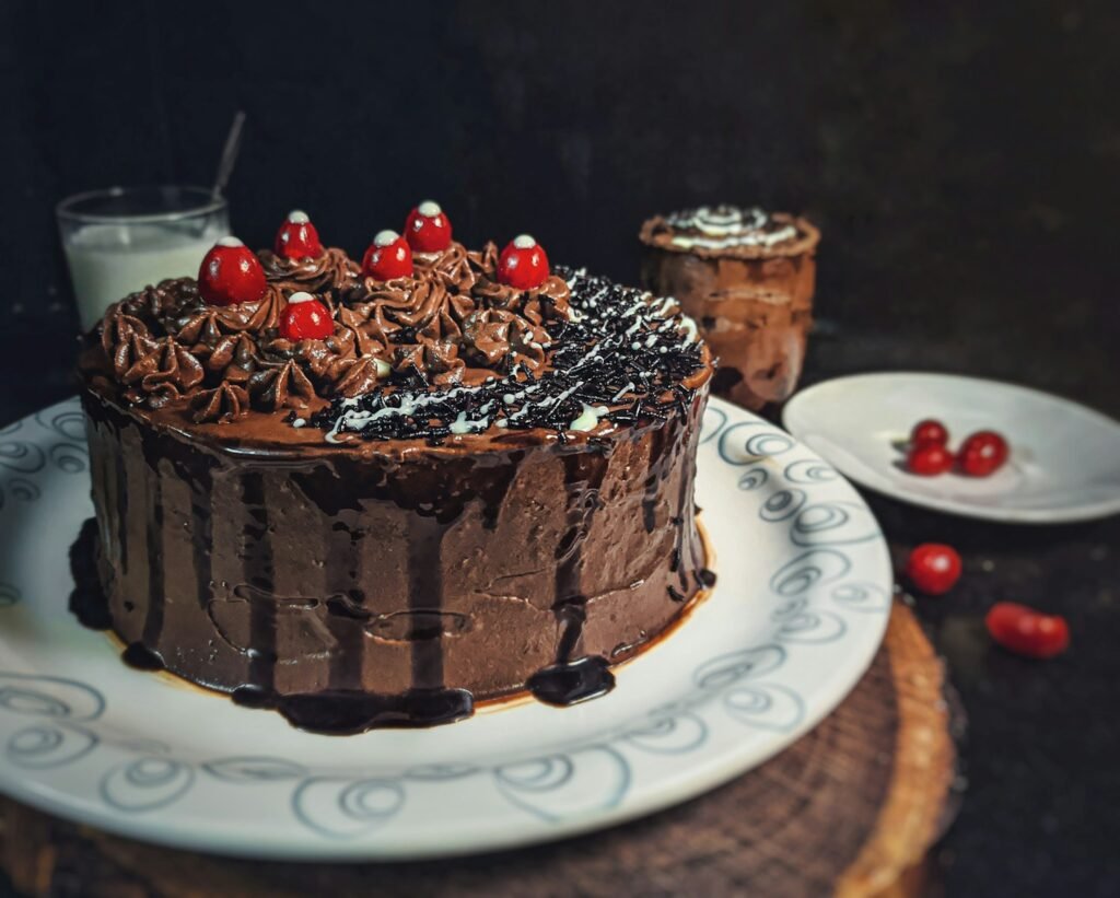 chocolate cake on white ceramic plate