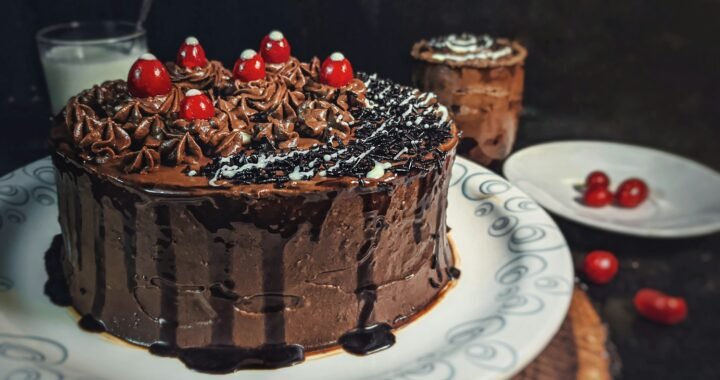 chocolate cake on white ceramic plate
